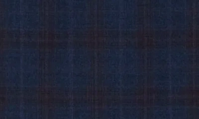 English Laundry Plaid Trim Fit Notch Lapel Wool Blend Two-piece Suit In Navy