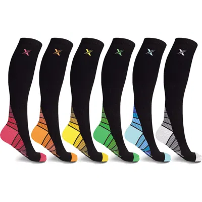 Extreme Fit Gender Inclusive Assorted 6-pack Premium Compression Socks In Black Assorted