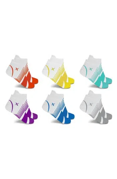 Extreme Fit Assorted 6-pack Ultra V Stripe Compression Ankle Socks In White Assorted