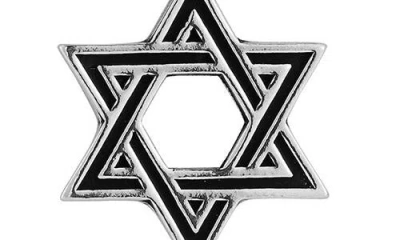 Yield Of Men Sterling Silver Star Of David Pendant Necklace In Silver/black
