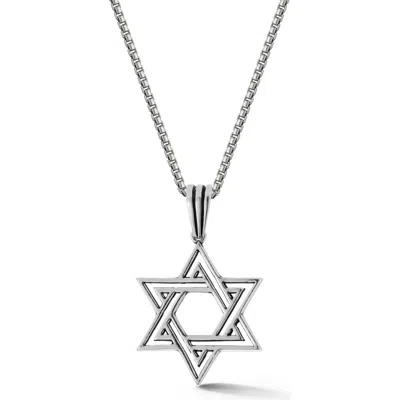 Yield Of Men Sterling Silver Star Of David Pendant Necklace In Silver/clear