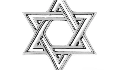 Yield Of Men Sterling Silver Star Of David Pendant Necklace In Silver/clear