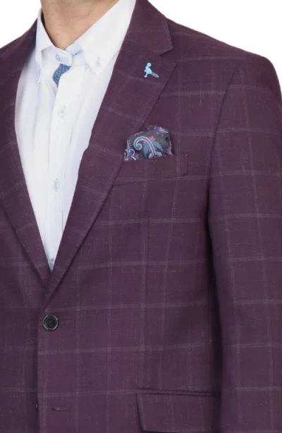 Tailorbyrd Shadow Windowpane Sport Coat In Merlot