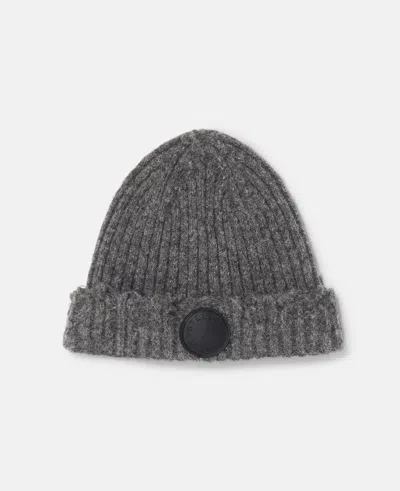 Stella Mccartney Distressed Ribbed Knit Beanie In Charcoal Grey