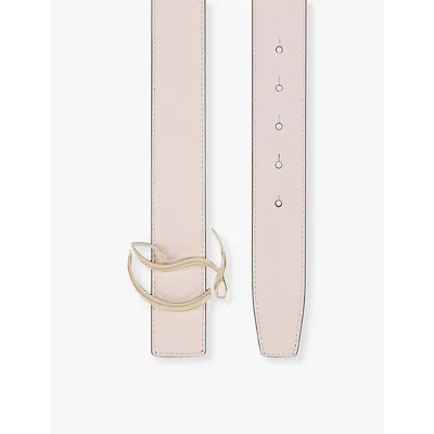 Christian Louboutin Womens Leche Cl Logo-buckle Leather Belt In Leche