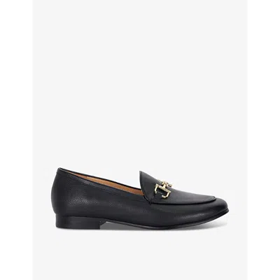 Dune Womens Black Leather Glair Snaffle-embellished Flat Loafers In Black Leather