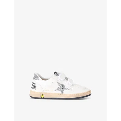 Golden Goose Girl's Ballstar Glitter Dual-grip Sneakers, Kids In White/oth