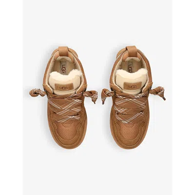 Ugg Casual Brown Boot-style Sneakers With Integrated Laces In Tan