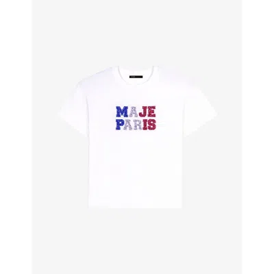 Maje Tamitrico Embellished Tee In Blanc