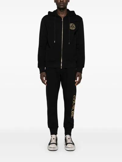 Versace Jeans Couture Logo-print Cotton Track Pants In Black