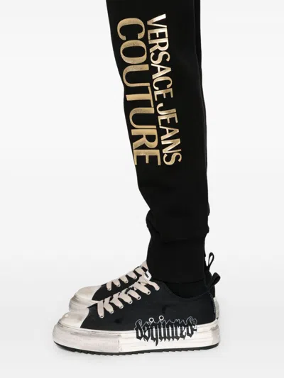 Versace Jeans Couture Logo-print Cotton Track Pants In Black