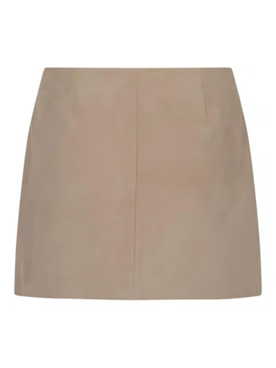 Givenchy Leather Mini Skirt In Neutrals