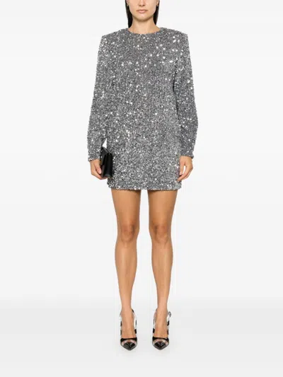 Elisabetta Franchi Sequinned Chenille Mini Dress In Grey