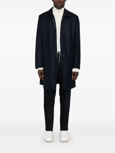 Brioni Felted Coat In Blue