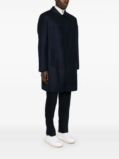 Brioni Felted Coat In Blue