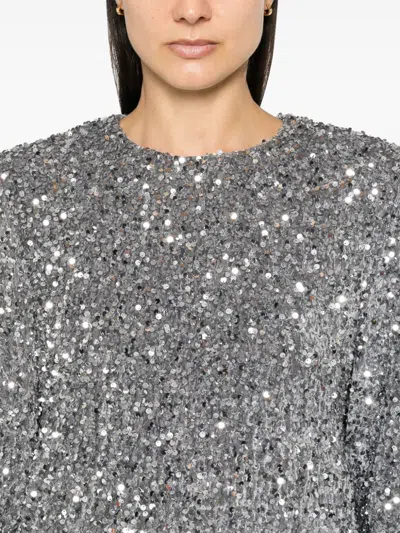 Elisabetta Franchi Sequinned Chenille Mini Dress In Grey