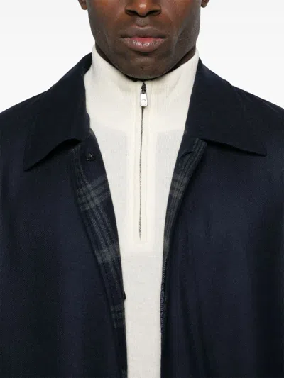 Brioni Felted Coat In Blue