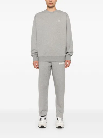 Moncler Logo-embroidered Track Pants In Grey