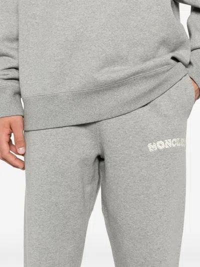 Moncler Logo-embroidered Track Pants In Grey