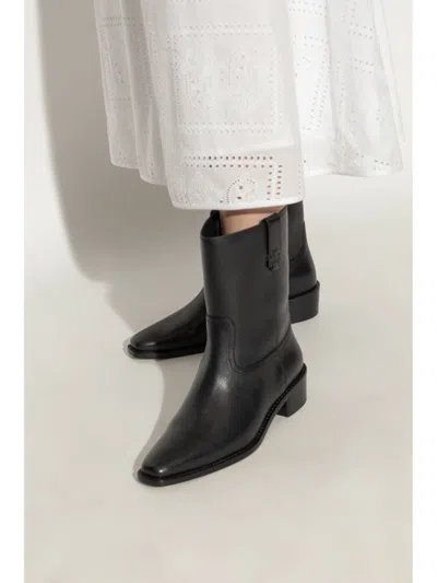 Tory Burch 40mm Pointed-toe Leather Ankle Boots In Black