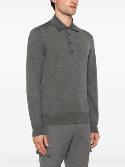 Shop Tom Ford Mélange Polo Shirt In Grey