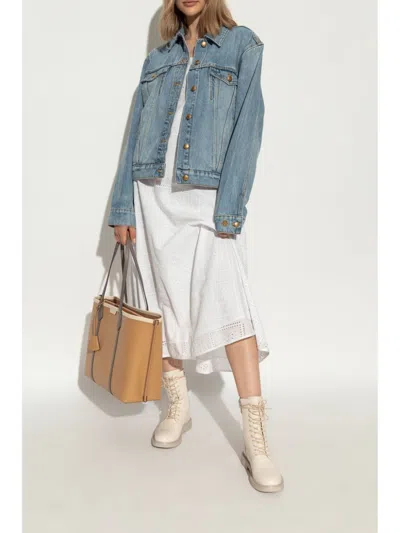 Tory Burch Logo-embossed Leather Boots In Neutrals