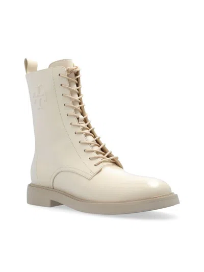 Tory Burch Logo-embossed Leather Boots In Neutrals