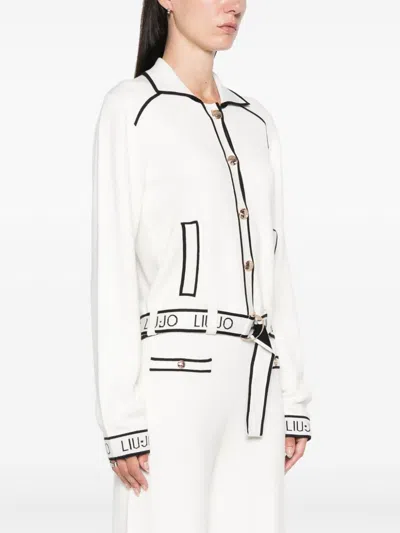 Liu •jo Belted Cardigan In White