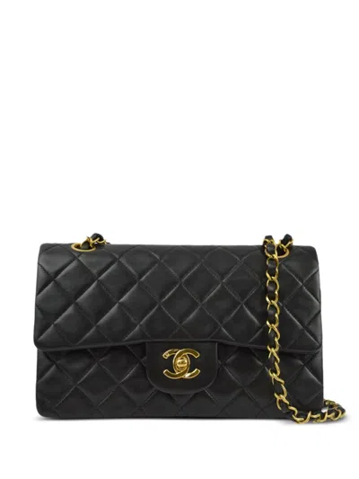 Pre-owned Chanel 1995 Small Double Flap Shoulder Bag In Black
