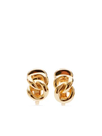Pre-owned Dior Twisted Clip-on Earrings In Gold