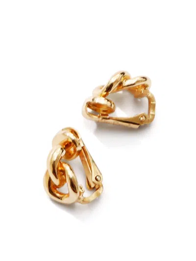 Pre-owned Dior Twisted Clip-on Earrings In Gold