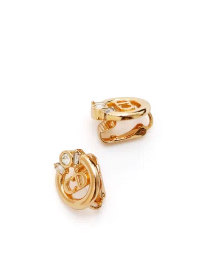 Pre-owned Dior Cd Logo Clip-on Earrings In Gold