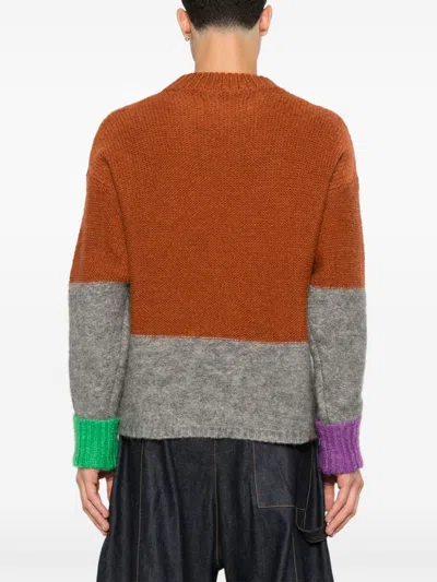 Erl Mohair Skull Intarsia Sweater In Brown