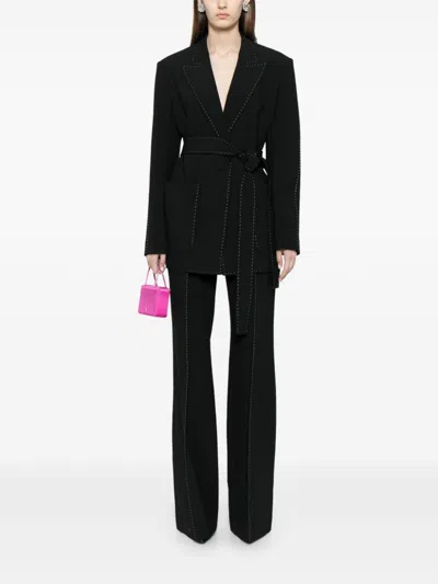 Elie Saab Topstitch Blazer In Black