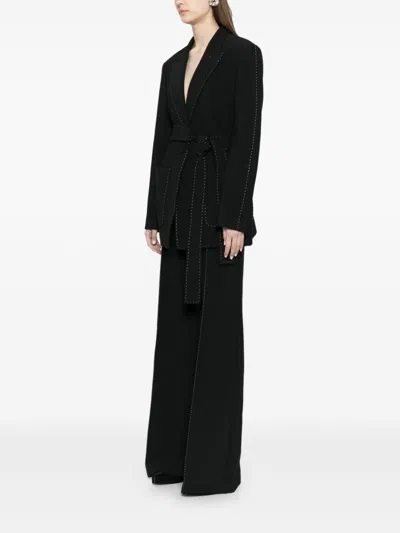 Elie Saab Topstitch Blazer In Black