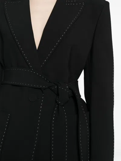 Elie Saab Topstitch Blazer In Black