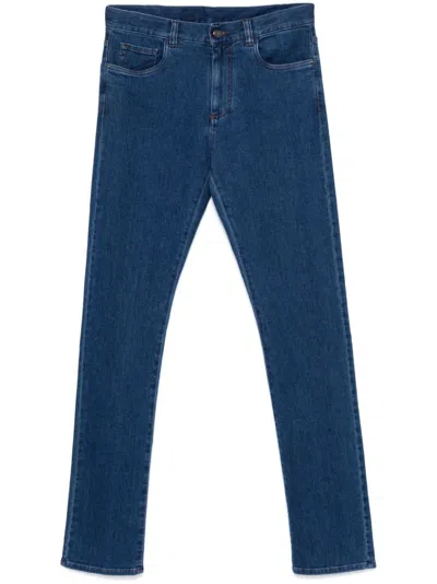 Shop Canali Five-pocket Jeans In Blue