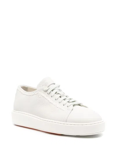 Santoni Low-top Rubber Sole Sneakers With Stitch Detailing In Grey