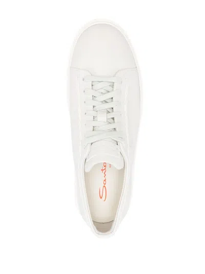 Santoni Low-top Rubber Sole Sneakers With Stitch Detailing In Grey