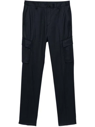 Corneliani Virgin Wool Cargo Pants In Blue