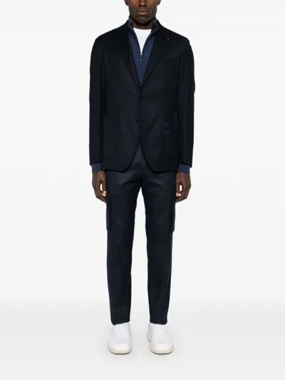 Corneliani Virgin Wool Cargo Pants In Blue