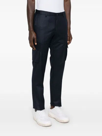 Corneliani Virgin Wool Cargo Pants In Blue