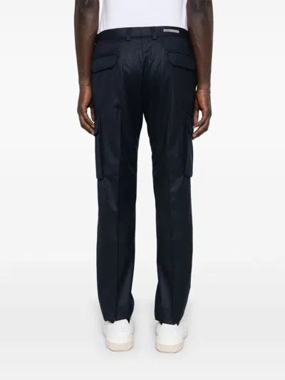 Corneliani Virgin Wool Cargo Pants In Blue