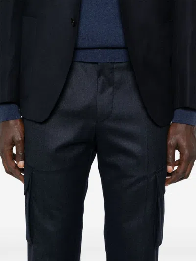 Corneliani Virgin Wool Cargo Pants In Blue