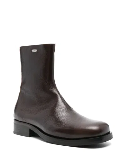 Our Legacy Camion Square-toe Leather Boots In Brown
