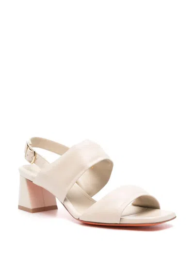 Santoni 60mm Double-strap Slingback Sandals In Neutrals