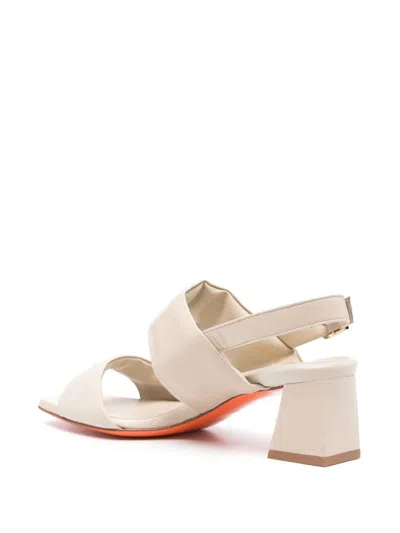 Santoni 60mm Double-strap Slingback Sandals In Neutrals