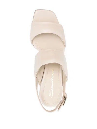 Santoni 60mm Double-strap Slingback Sandals In Neutrals