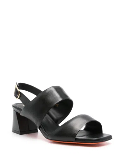 Santoni 60mm Double-strap Slingback Sandals In Black