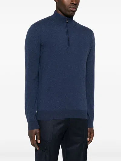 Corneliani Mock-neck Sweater In Blue